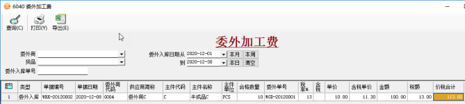 委外管理-委外加工費